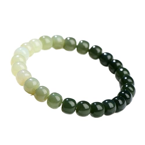 Cernomal Hetian-Jade-Perlenarmband Für Frauen – 8 Mm Natürlicher Farbverlaufs-Fass-Edelstein-Stretch-Armreif, Geschenke Für Sie, Weihnachten, Valentinstag, Schmuckzubehör, Steinarmba von Cernomal