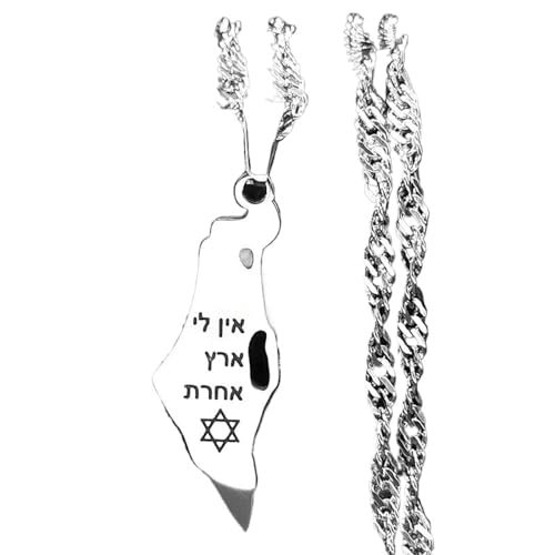 Cernomal Israel-Karte-Halskette Für Männer Und Frauen – Statement-Israel-Hexagramm-Muster-Anhänger-Pullover-Kette, Modeschmuck, Patriotische Accessoires, Weiß, Lang: 50 Cm von Cernomal