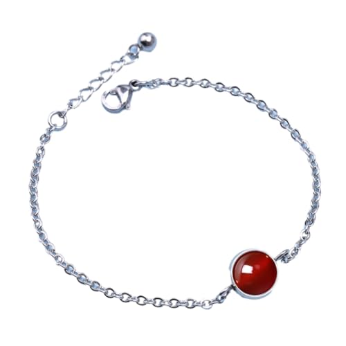 Cernomal Natürliches Karneol-Steinperlen-Armband – Verstellbare Kette, Rund, 8 Mm, Edelstein-Charm-Armreif, Für Frauen Und Mädchen, Schmuckzubehör, Valentinstagsgeschenk, Steinarmban von Cernomal