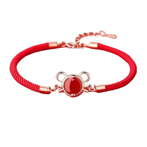 Cernomal Natürliches Onyx-Perlen-Armband – 12 Chinesische Tierkreiszeichen-Ratte-Anhänger, Verstellbarer Handgefertigter Gewebter Armreif, Paar-Schmuck-Accessoires Für Damen, Herren, von Cernomal