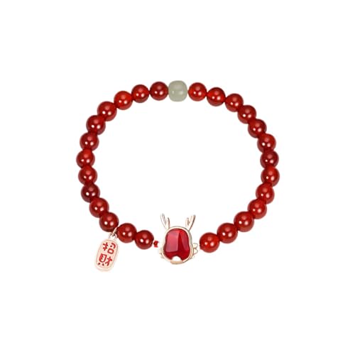 Cernomal Onyx-Edelstein-Perlenarmband – Chinesischer Sternzeichen-Kaninchen-Anhänger, Verstellbarer Armreif, Armbänder, Geburtstag, Weihnachten, Schmuck Für Frauen Und Mädchen, Stein von Cernomal