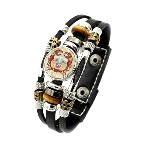 Cernomal Sternbild-Lederarmband – Verstellbar, Punk-Cartoon-Bilder, Armreif, Perlen, Mehrschichtige Geflochtene Seil-Armbänder, Für Männer Und Frauen, Schmuck, Geschenke, Accessoires, von Cernomal