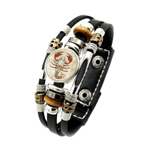 Cernomal Sternbild-Lederarmband – Verstellbar, Punk-Cartoon-Bilder, Armreif, Perlen, Mehrschichtige Geflochtene Seil-Armbänder, Für Männer Und Frauen, Schmuck, Geschenke, Accessoires, von Cernomal