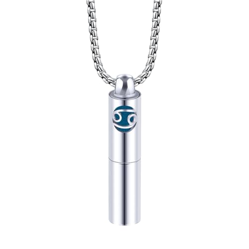 Cernomal Sternzeichen-Halskette – 12 Sternbilder, Zylinder-Anhänger, Pulloverkette, Modischer Charm, Schmuck, Geschenke, Accessoires Für Damen, Mädchen, Herren, Krebs, Verstellbar von Cernomal