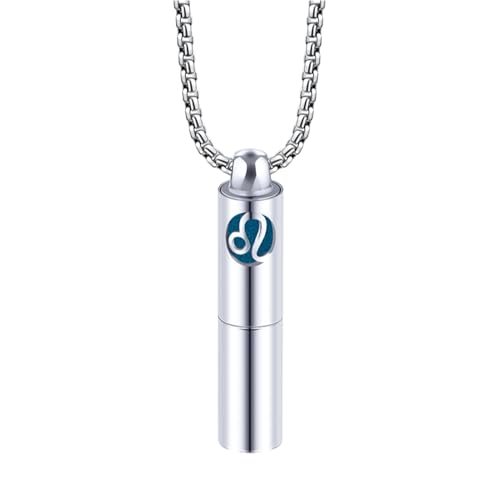 Cernomal Sternzeichen-Halskette – 12 Sternbilder, Zylinder-Anhänger, Pulloverkette, Modischer Charm, Schmuck, Geschenke, Accessoires Für Damen, Mädchen, Herren, Löwe, Verstellbar von Cernomal