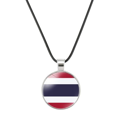 Cernomal Thailand-Flagge-Anhänger-Halskette – Modisches Asiatisches Charm-Muster, Pullover-Kette, Schmuck, Geschenke, Verstellbare Seilkette, Zubehör Für Männer Und Frauen, Schwarz, von Cernomal