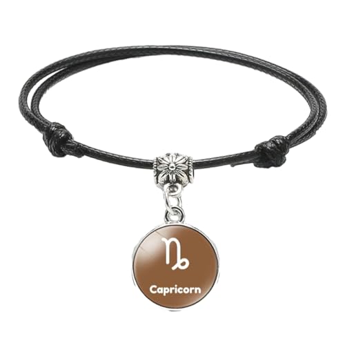 Geflochtenes Sternbild-Armband – Doppelter Schwarzer Lederseil-Charm, Verstellbares Armband, Retro-Schmuckzubehör Für Frau, Mann, Junge, Mädchen, Steinbock, Verstellbar von Cernomal