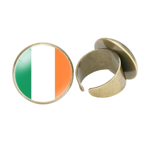 Irland-Nationalflaggen-Ring Für Damen Und Herren – Glas-Geometrie-Charm, Verstellbare Ringe, Ewigkeit, Verlobung, Versprechen, Fingerring, Jahrestag, Eheringe, Schmuck, Geschen von Cernomal