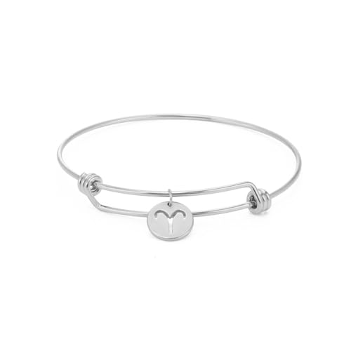 Sternzeichen-Armreif – Waage, Stier, Sternbild, Charm, Angepasst, Weißes Armband, Handgelenk-Armreif, Damen, Trendiger Schmuck, Geburtstagsgeschenk, Accessoires, Widder, Verste von Cernomal