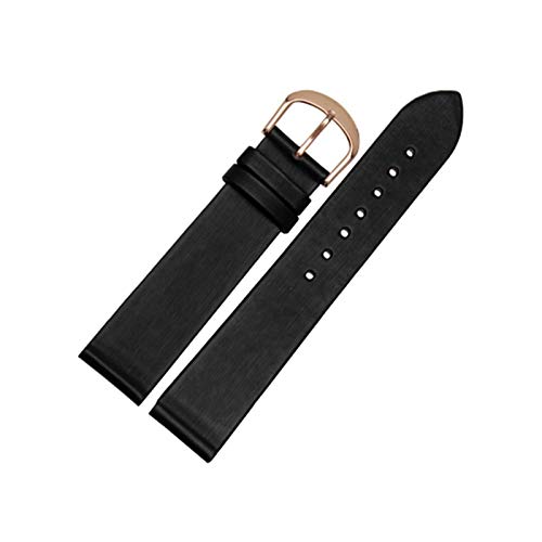 1 Stück 7mm/19mm Uhrenarmbänder Glatte Korn Weiche echtes Leder-Uhrenarmbänder Straps mit Edelstahldornschließe Schwarz, 17mm Goldwölbung von Cerobit