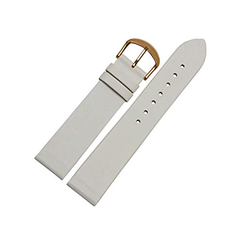 1 Stück 7mm/19mm Uhrenarmbänder Glatte Korn Weiche echtes Leder-Uhrenarmbänder Straps mit Edelstahldornschließe Weiß, 17mm Silver Buckle von Cerobit