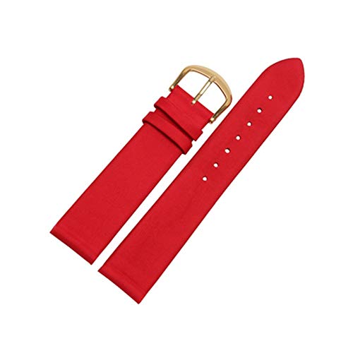 1 Stück 7mm/19mm Uhrenarmbänder Glatte Korn Weiche echtes Leder-Uhrenarmbänder Straps mit Edelstahldornschließe rot, 19mm Silver Buckle von Cerobit