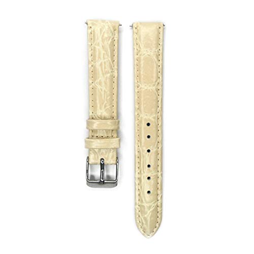 12mm/14mm/16mm/18mm/20mm Echtes Leder Uhrenarmband Männer Frauen mit Edelstahl-Dornschließe Armband Ersatz Beige, 14mm von Cerobit