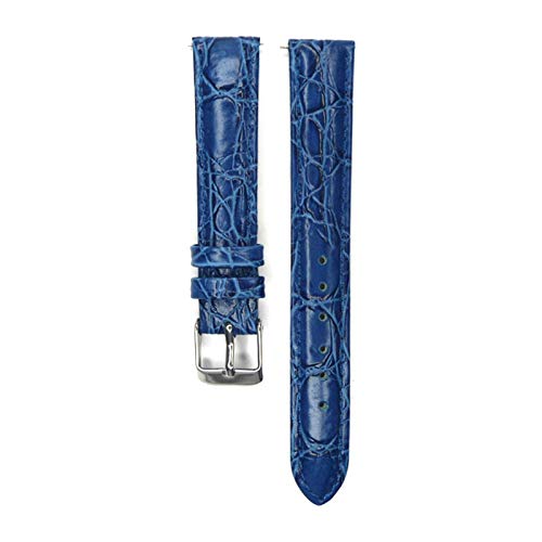 12mm/14mm/16mm/18mm/20mm Echtes Leder Uhrenarmband Männer Frauen mit Edelstahl-Dornschließe Armband Ersatz Blau, 20mm von Cerobit