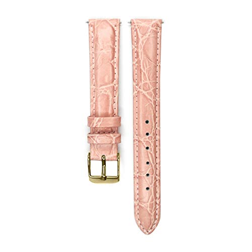 12mm/14mm/16mm/18mm/20mm Echtes Leder Uhrenarmband Männer Frauen mit Edelstahl-Dornschließe Armband Ersatz Pink Gold Buckle, 12mm von Cerobit