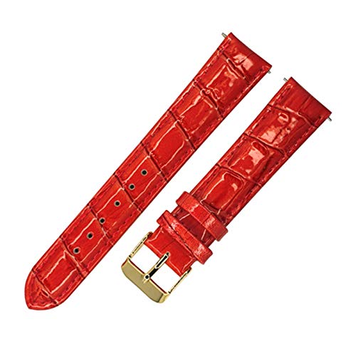 12mm-20mm-echtes Leder-Uhrenarmband Dornschließe aus Edelstahl Armband Bambusmuster Men Strap Ersatz Zubehör Typ 1 Gold Buckle, 12mm von Cerobit