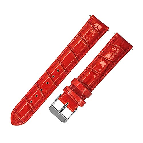 12mm-20mm-echtes Leder-Uhrenarmband Dornschließe aus Edelstahl Armband Bambusmuster Men Strap Ersatz Zubehör Typ-1-Silberschnalle, 12mm von Cerobit