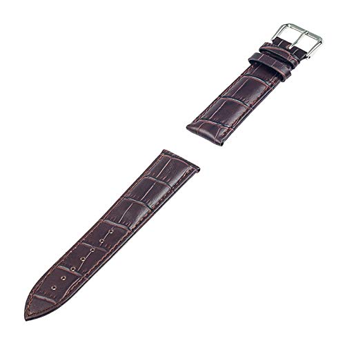12mm-24mm Erste Schicht der echte Lederband Kroko-Korn-Bügel-Mann-Frauen Pin Buckle Armband am Handgelenk Dunkelbraun, 16mm von Cerobit