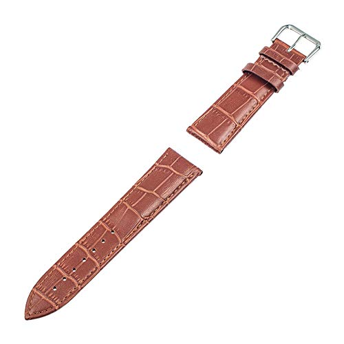 12mm-24mm Erste Schicht der echte Lederband Kroko-Korn-Bügel-Mann-Frauen Pin Buckle Armband am Handgelenk Hellbraun, 14mm von Cerobit