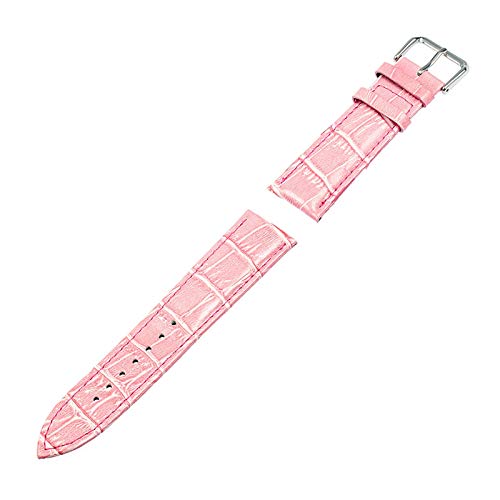 12mm-24mm Erste Schicht der echte Lederband Kroko-Korn-Bügel-Mann-Frauen Pin Buckle Armband am Handgelenk Rosa, 12mm von Cerobit