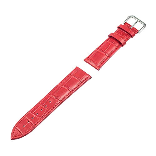 12mm-24mm Erste Schicht der echte Lederband Kroko-Korn-Bügel-Mann-Frauen Pin Buckle Armband am Handgelenk rot, 22mm von Cerobit