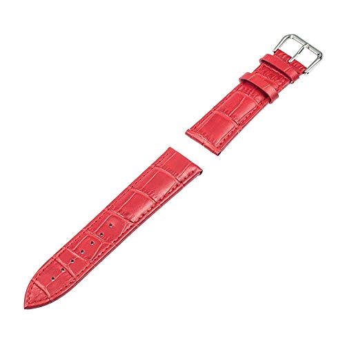 12mm-24mm Erste Schicht der echte Lederband Kroko-Korn-Bügel-Mann-Frauen Pin Buckle Armband am Handgelenk rot, 24mm von Cerobit