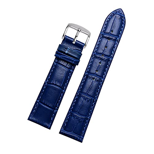14-23mm Männer echtes Leder blaue Farbe Uhrenarmband Armband verschleißfestes wasserdichtes Armband mit Faltschließe, 19mm von Cerobit