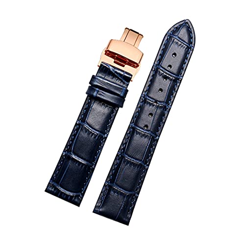 14-23mm Männer echtes Leder blaue Farbe Uhrenarmband Armband verschleißfestes wasserdichtes Armband mit Faltschließe, 20mm. von Cerobit