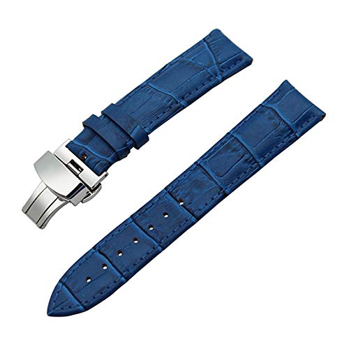 14mm-24mm-echtes Leder-Armband mit Quick Release Schmetterling Schliesse Armband Croco Korn-Armband Blau, 14mm von Cerobit