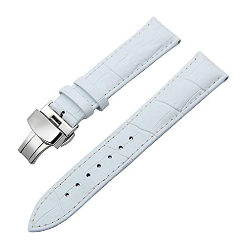 14mm-24mm-echtes Leder-Armband mit Quick Release Schmetterling Schliesse Armband Croco Korn-Armband Weiß, 20mm von Cerobit