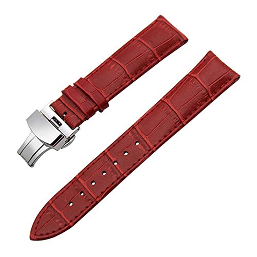 14mm-24mm-echtes Leder-Armband mit Quick Release Schmetterling Schliesse Armband Croco Korn-Armband rot, 20mm von Cerobit