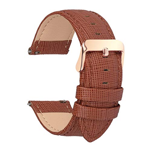 18mm/20mm/22mm/24mm Frauen-Uhrenarmband-Replacement-echtes Leder Uhrenarmbänder Uhrenarmband Dornschließe Armband Uhr Zubehör Braun, 18mm von Cerobit