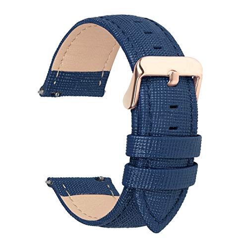 18mm/20mm/22mm/24mm Frauen-Uhrenarmband-Replacement-echtes Leder Uhrenarmbänder Uhrenarmband Dornschließe Armband Uhr Zubehör Dunkelblau, 20mm von Cerobit