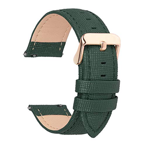 18mm/20mm/22mm/24mm Frauen-Uhrenarmband-Replacement-echtes Leder Uhrenarmbänder Uhrenarmband Dornschließe Armband Uhr Zubehör Dunkelgrün, 18mm von Cerobit