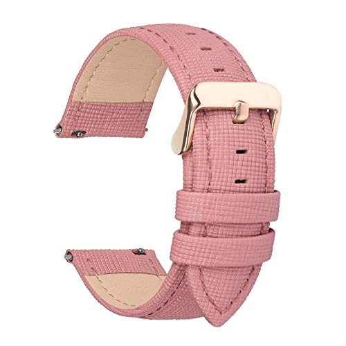 18mm/20mm/22mm/24mm Frauen-Uhrenarmband-Replacement-echtes Leder Uhrenarmbänder Uhrenarmband Dornschließe Armband Uhr Zubehör Rosa, 18mm von Cerobit