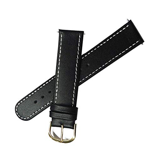 18mm Echtes Leder Uhrenarmband Männer Einfachheit Uhrenarmband Schwarz dünne weiche Armband mit Edelstahl piin Buckle Gold Buckle, 18mm von Cerobit