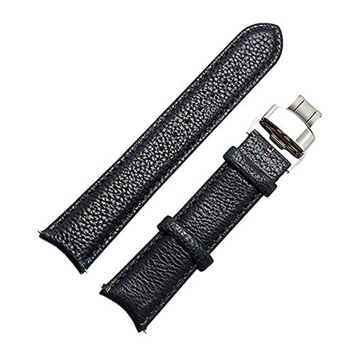 20mm Arc-Schnittstelle echtes Leder-Armband-Uhrenarmband-Uhrenarmband Curved Schnittstelle Armbanduhren Band Quick Release Faltschließe Schwarz, 20mm Goldwölbung von Cerobit