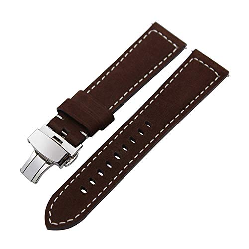 Cerobit 22mm aus italienischem Leder Armband mit Quick Release-Frühlings-Stab-Mann-Uhr-Handgelenk-Bügel-Weinlese Crazy Horse-Uhrenarmband Dark Brown Schmetterling Schnalle, 22mm von Cerobit