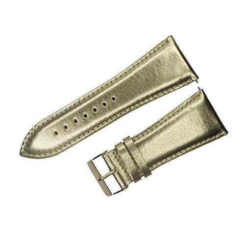 32mm Männer Large Size Uhrenarmband Kalb echtes Leder Armband Edelstahl Dornschließe Uhrenarmband Gold, 32mm von Cerobit