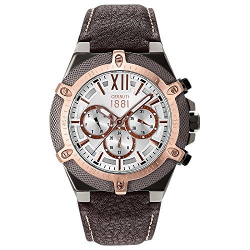 Cerruti 1881 Herren-Armbanduhr Analog Quarz Leder CRA036SUBRR04BR von Cerruti