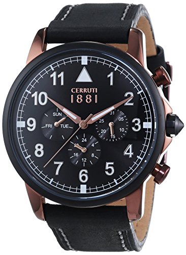 Cerruti 1881 Herren-Armbanduhr TERRA Analog Quarz Leder CRA081SBZB02BK von Cerruti