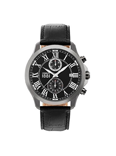 Cerruti 1881 Herren Datum klassisch Quarz Uhr mit Leder Armband CRA152SUS02BK von Cerruti 1881