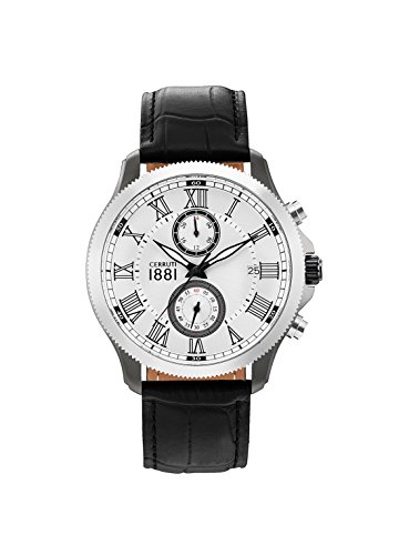 Cerruti 1881 Herren Datum klassisch Quarz Uhr mit Leder Armband CRA152SUS04BK von Cerruti