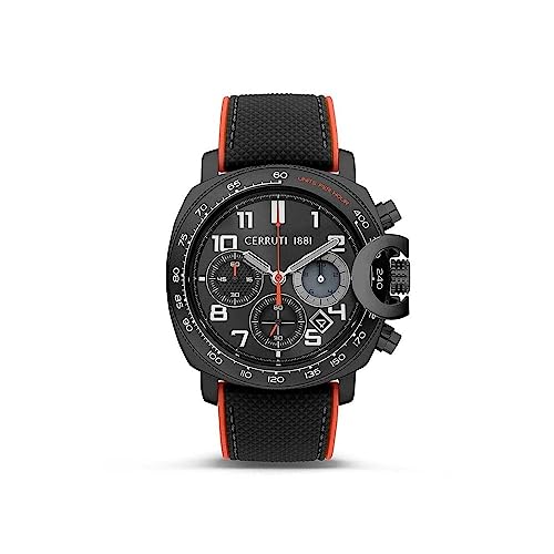Cerruti 1881 CIWGO2206805 Positano Schwarz und Orange Silikon Chronograph Uhr Schwarz, Schwarz , Gurt von Cerruti