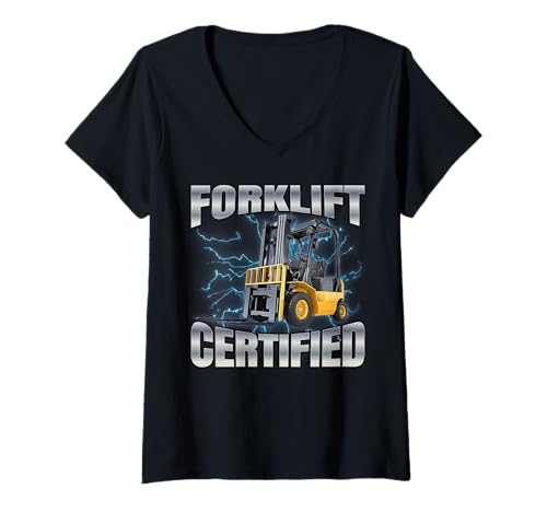 Damen Forklift Certified T-Shirt mit V-Ausschnitt Damen Forklift Certified T-Shirt mit V-Ausschnitt von Certified Forklift Operator