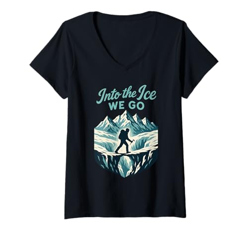 Damen Gletscherwanderer-Abenteuer Eisforscher jagt gefrorenen Berg T-Shirt mit V-Ausschnitt Damen Gletscherwanderer-Abenteuer Eisforscher jagt gefrorenen Berg T-Shirt mit V-Ausschnitt von Certified Glacier Hiker Gift Frozen Wild Ice