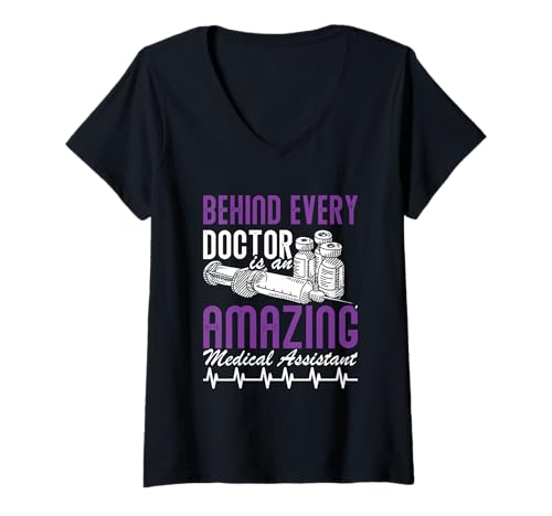 Damen CMA hinter jedem Arzt ist EIN erstaunlicher medizinischer Assistent T-Shirt mit V-Ausschnitt Damen CMA hinter jedem Arzt ist EIN erstaunlicher medizinischer Assistent T-Shirt mit V-Ausschnitt von Certified Medical Assistant CMA Gift