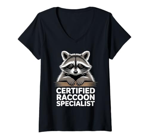 Damen Certified Raccoon Specialist Funny Raccoon Lover T-Shirt mit V-Ausschnitt Damen Certified Raccoon Specialist Funny Raccoon Lover T-Shirt mit V-Ausschnitt von Certified Raccoon Specialist Funny Apparel