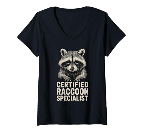 Damen Certified Raccoon Specialist Funny Raccoon T-Shirt mit V-Ausschnitt Damen Certified Raccoon Specialist Funny Raccoon T-Shirt mit V-Ausschnitt von Certified Raccoon Specialist Funny Apparel