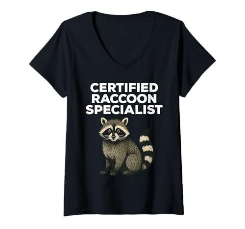 Damen Certified Raccoon Specialist Funny Raccoons T-Shirt mit V-Ausschnitt Damen Certified Raccoon Specialist Funny Raccoons T-Shirt mit V-Ausschnitt von Certified Raccoon Specialist Funny Apparel